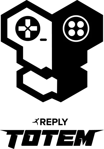 Reply Totem Logo - B/W, Vertical